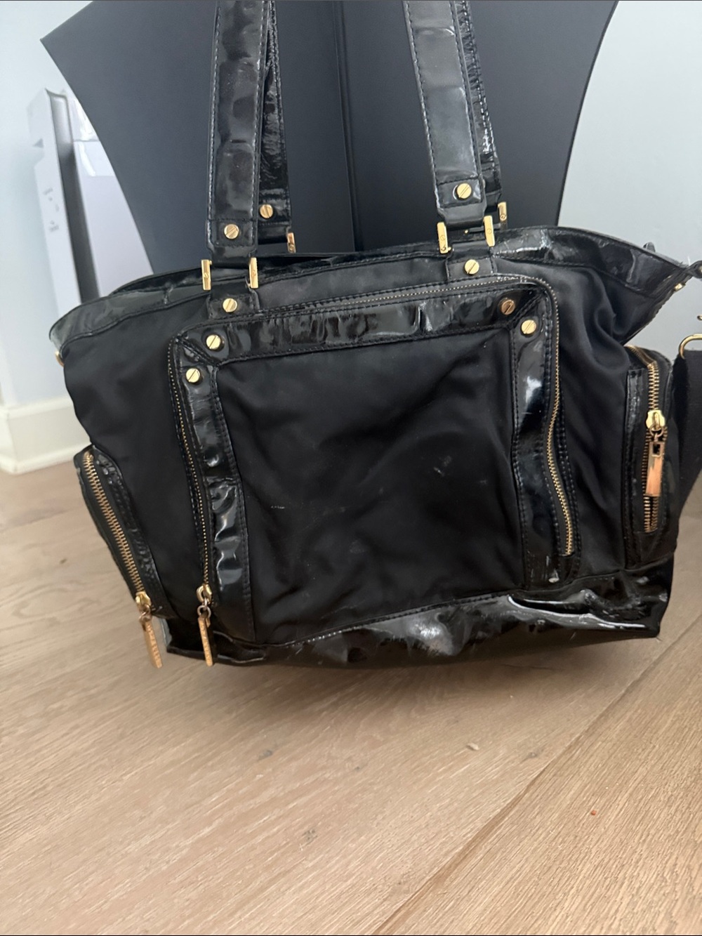 Tori Butch nylon/leather diaper bag